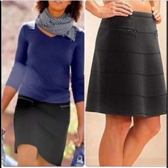 ATHLETA $64 Strata Black A Line Zippered Pocket Ponte Skirt Stretch Size XS - Picture 1 of 8